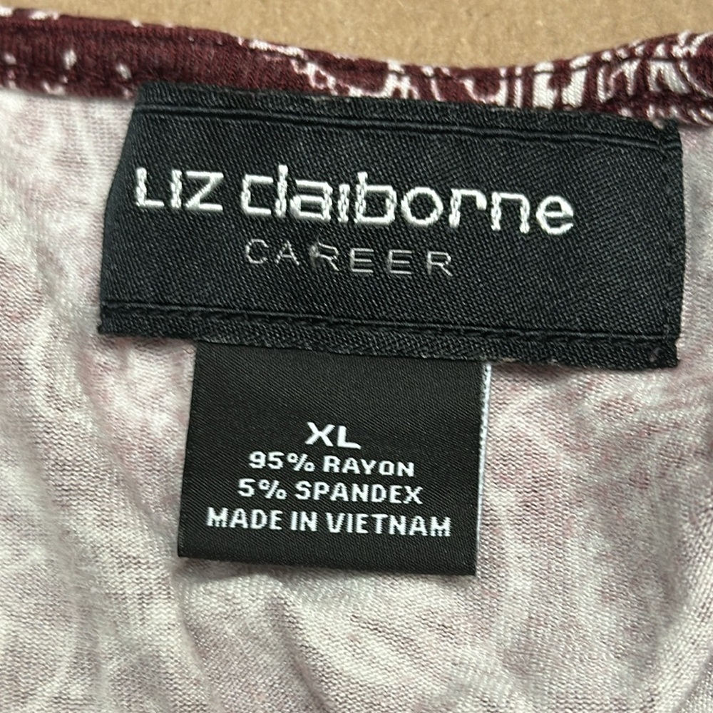 Liz Claiborne Career Women Y2K Long Sleeve Paisley Top Size XL Side Tie Casual - Picture 6 of 9
